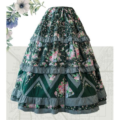Surface Spell Dreamland Forest Floral Open Front Long Skirt(Leftovers/Full Payment Without Shipping)